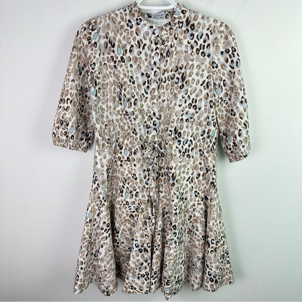 Paisley Animal Print Button Up Flare Dress Size 14